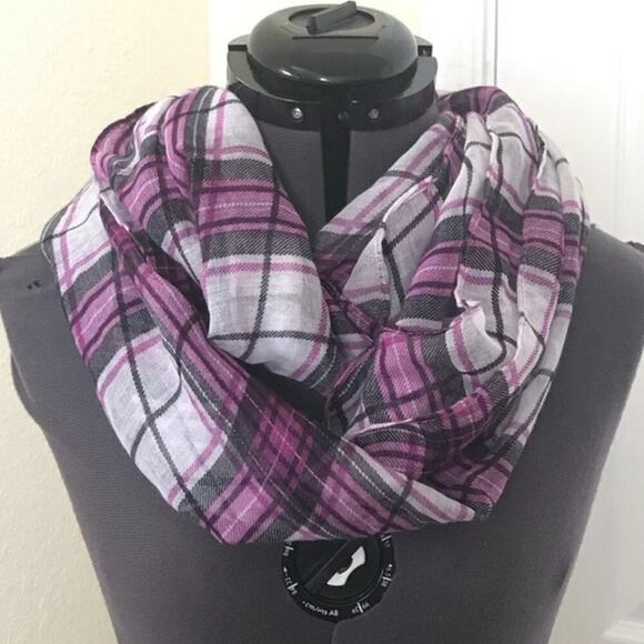 Purple and Gray Plaid Soft Lightweight Infinity Scarf ⬇️ - Picture 1 of 2